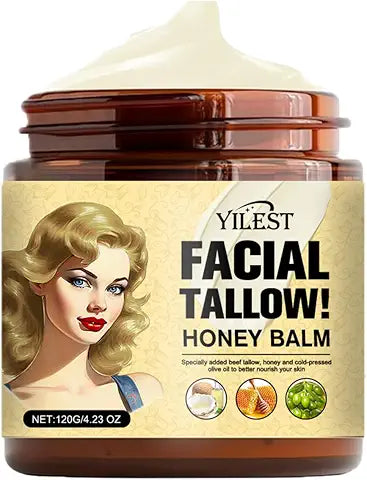 120G Whipped Beef Tallow and Honey Balm Beef Tallow Face Moisturizer Face & Body Skin Care Grass Fed Grass Finished Face Cream