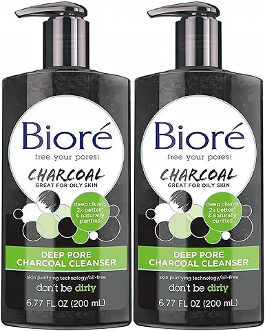 Biore Deep Pore Charcoal Face Wash, Daily Facial Cleanser for Dirt & Makeup Removal, for Oily Skin, Value Size, 11.45 Fl Oz