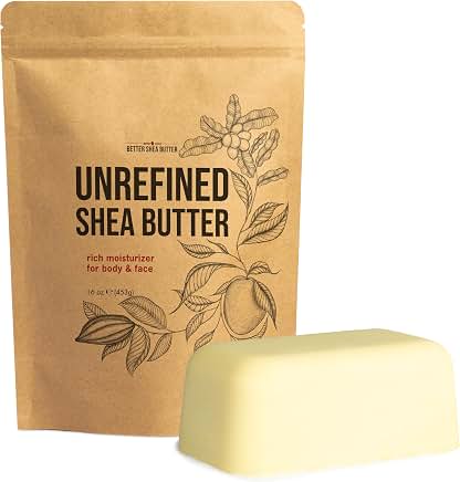 Raw Shea Butter – 100% Pure Unrefined African Shea Butter | Deep Moisturizer for Dry Skin, Hair and Scalp | DIY Body Butter, Lip Balm and Soap Base | Natural Earthy Aroma (1 Lb Block)