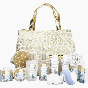 Gifts for Women 15Pcs White Jasmine Gift Baskets for Women Luxury Relaxing Spa Kit with Tote Bag Birthday Gifts for Mom Friend Sister Wife Grandma Mothers Day Gift for Her